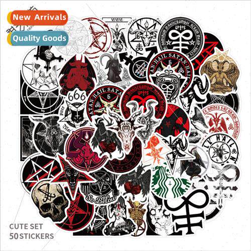 50 -repeating Satanism Satanic graffiti stickers suitcase lu