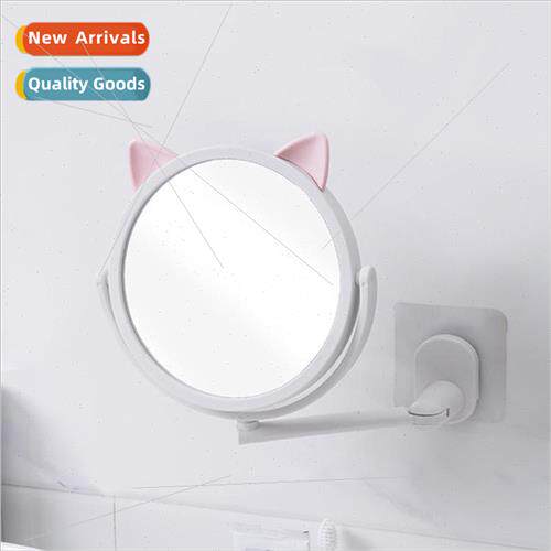 Creative cute folding suction wall makeup mirror no punch ba
