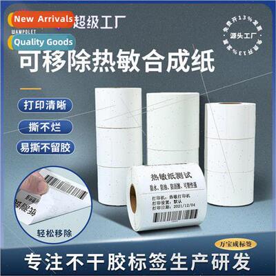 Removable thermal synthetic paper easy to tear without leavi