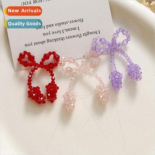 Sweet girl weaving beaded grape bow diy acrylic accessories