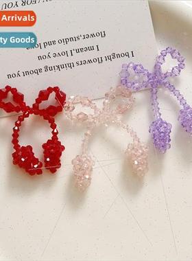 Sweet girl weaving beaded grape bow diy acrylic accessories