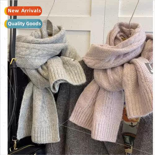 -softening effect twist pattern wool scarf gentle milk hoo h