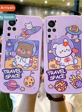 适用 VIVOx60pro liquid phone case IQOO7 cartoon side colorin