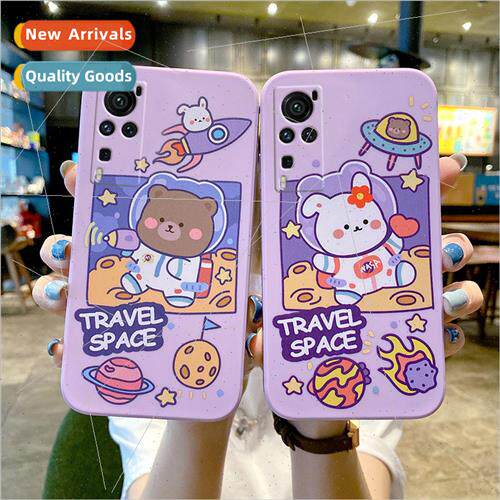 适用 VIVOx60pro liquid phone case IQOO7 cartoon side colorin