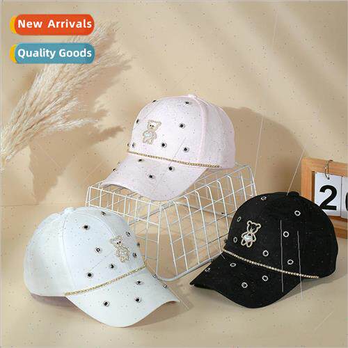 The new pearl bear duck tongue cap men and women thin sectio