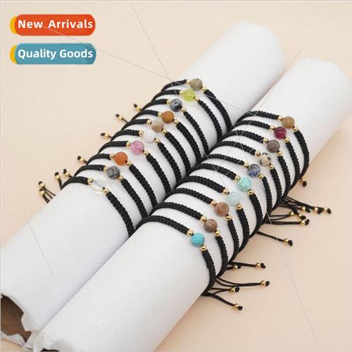 Minimalist bohemian  hand-woven semi-precious stones adjusta