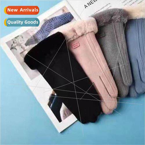 Gloves female winter padded thickened warm cold cycling touc