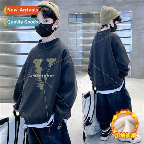 Boys one-piece padded sweater fall and winter  2023 new boys