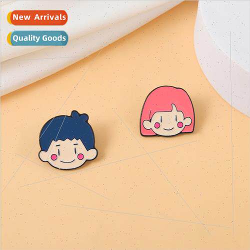 Japan and Korea couple series brooch pink girl and boy a pai
