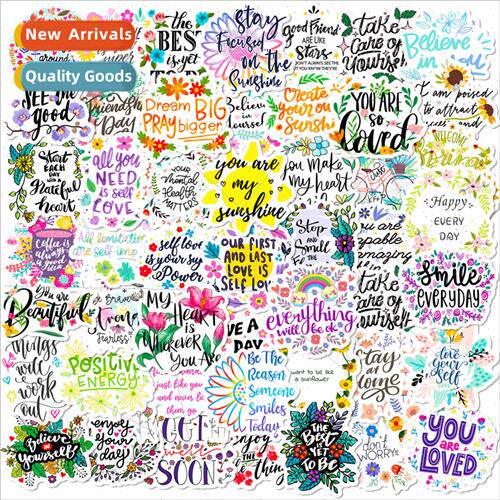 50 inspirational text stickers English slogans colorful flow