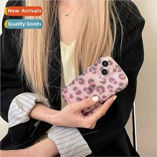 ins spicy pink leopard print 适用 apple 14/13pro phone case