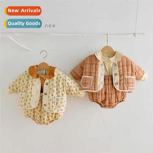 Thickened sandwich cotton infant long-sleeved quilted cotton