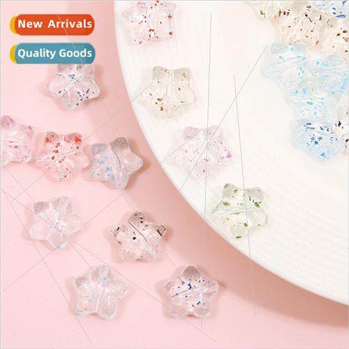 10 transparent acrylic flower broken pentagram beads loose b