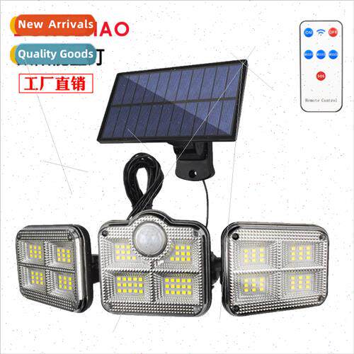 Solar body sensor light three head rotatable split outdoor s
