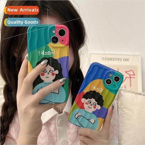 INS colorful cartoon couple iPhone 13 wave pattern 12ProMax