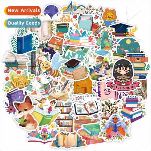 50 pcs of books reading series stickers reading books doodle