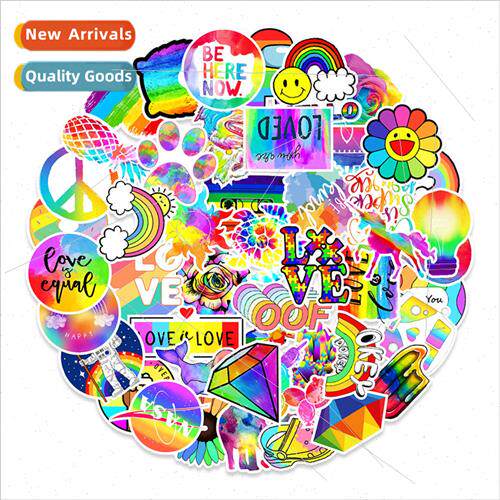 50 Rainbow Doodle Stickers Skateboard Motorcycle Helmet Mug