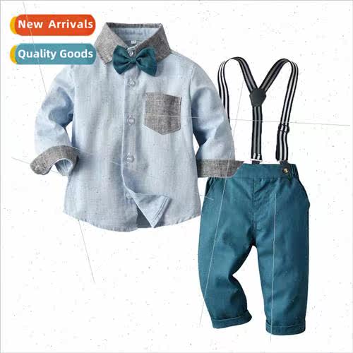 Fall splicing childrens clothing boys long-sleeved suit shir