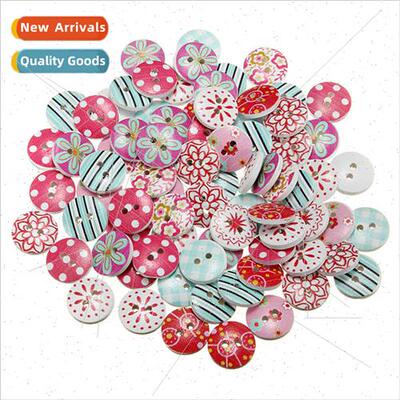100 Mixed Wooden Painting Buttons Craft Scrapbook Sewing Acc
