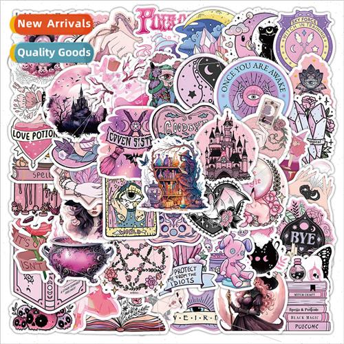50 Pink Witch Stickers Cute Korean magic small objects carto