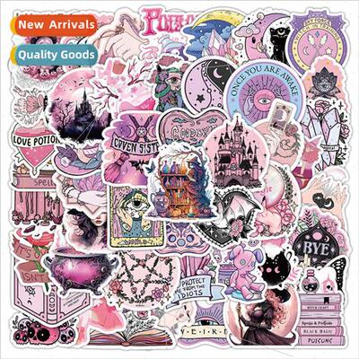50 Pink Witch Stickers Cute Korean magic small objects carto