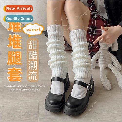 White socks womens fall and winter ins knitted leggings Japa