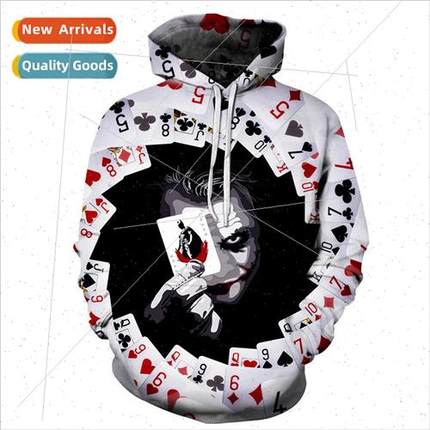 New Joker Jack Poker Loose Hoodie 3D Casual Sports Pullover