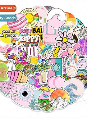 100 vsco cute children cartoon trolley case box stickers sti