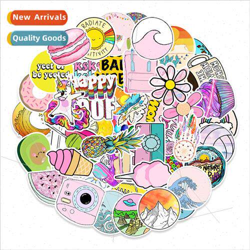 100 vsco cute children cartoon trolley case box stickers sti