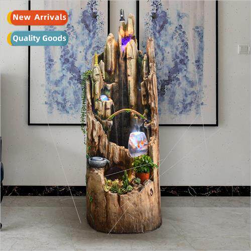 Rustic wigwam wood pile craft ornaments flowing water founta