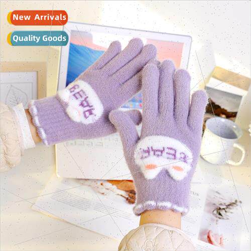 Autumn and winter cute gloves female hundred thickening cold