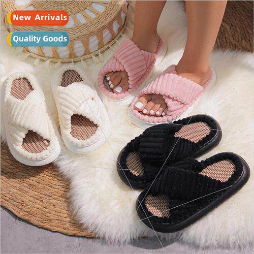 Flat bottom home furry slippers women 2023 new solid color l