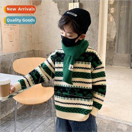 Boys pullover sweater fall and winter  2023 new childrens cl