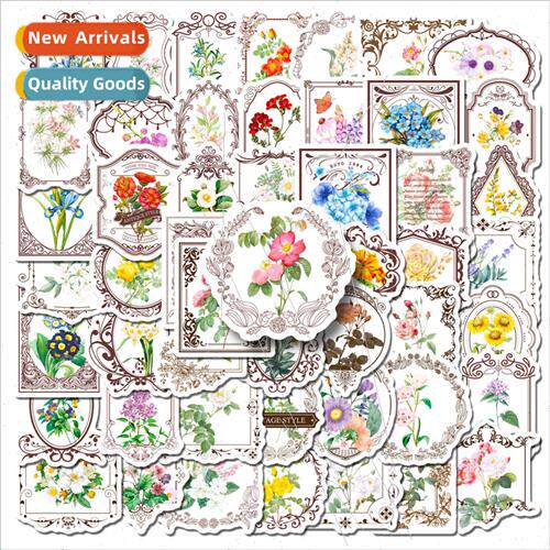 50 pcs of floral garden handbook stickers plants flowers pla