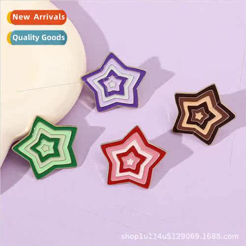 New colorful stars creative color gradient pentagram alloy l