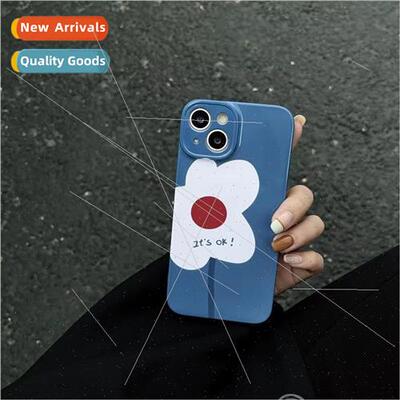 Fresh literary blue background white flowers 适用 Apple 12/1