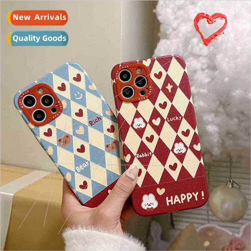 Lattice Love Bear Bunny 适用 iPhone 15/12 Phone Case xr Appl