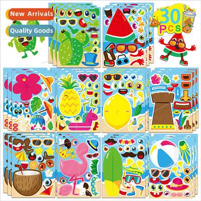 Hawaii Make a face sticker Make your own pineapple flamingo