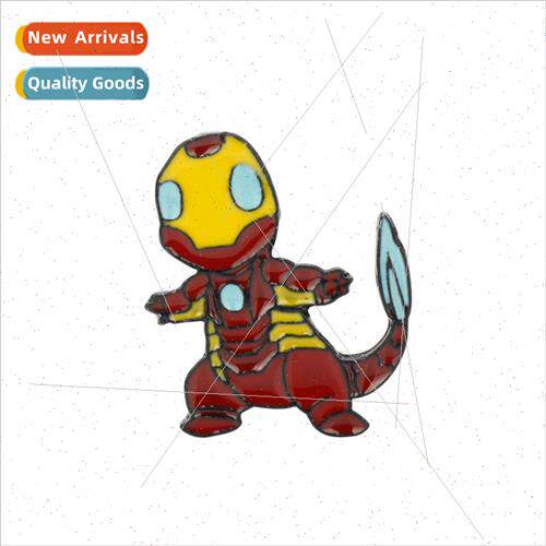 New anime cartoon cute Iron Man fire dragon oil drop brooch