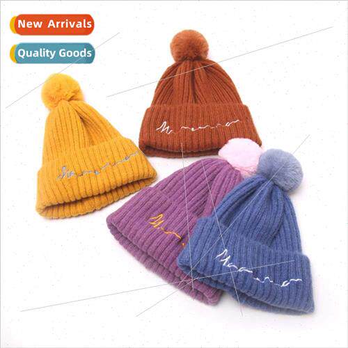 Ins solid color simple childrens knitted hat personalized ve