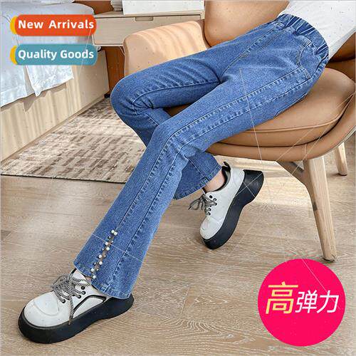 Girls flare jeans spring and fall 2023 new childrens clothin