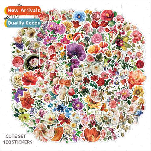 100 ins hundred flowers bloom plant graffiti stickers creati