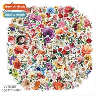 100 ins hundred flowers bloom plant graffiti stickers creati