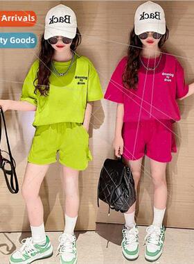 2023 new childrens clothing girls casual suit summer section