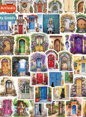 50 vintage flower door and cat material decorative stickers