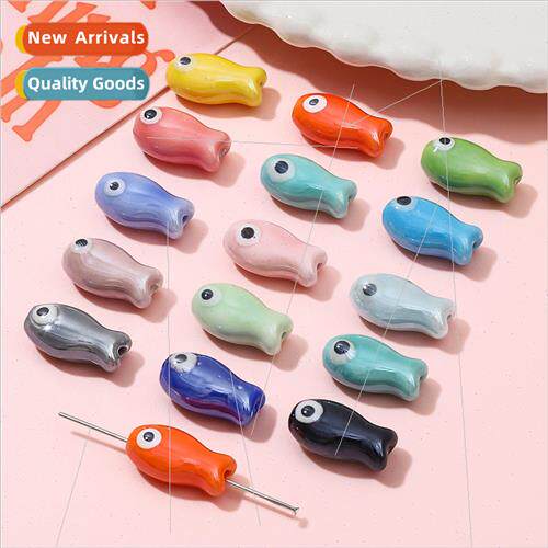 Cute little fish ceramic hand-painted double-sided straight