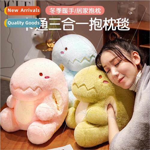 Cute dinosaur hand warmer pillow doll insert muffler plush t