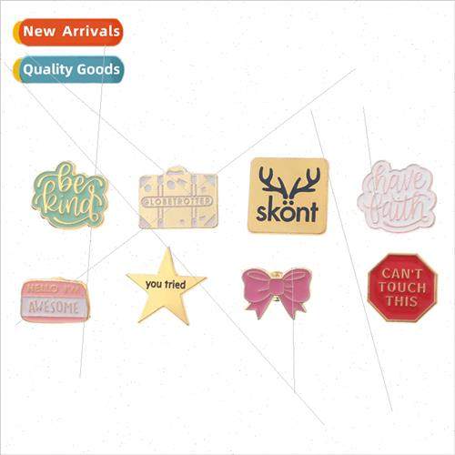 Sanrio pink skull simple cute letters metal brooch alloy bad