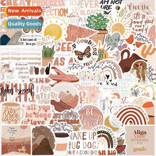 50pcs Bohemian Style Inspirational Phrase Doodle Stickers De