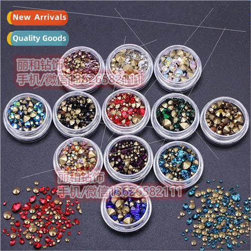 Various sizes crystal glass colored diamonds pointed bottom